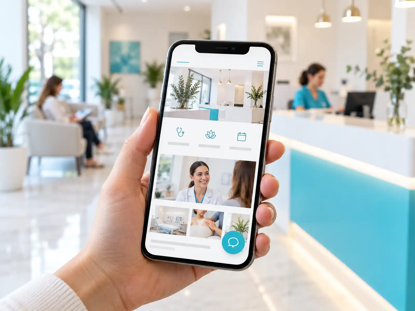 Landing page de clínica en el móvil