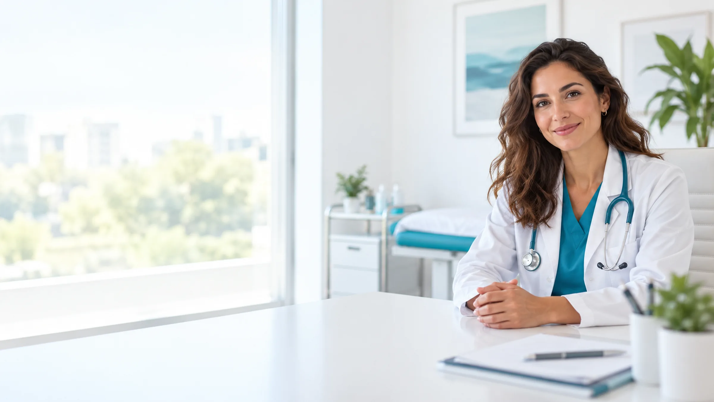 Médica en su consulta privada