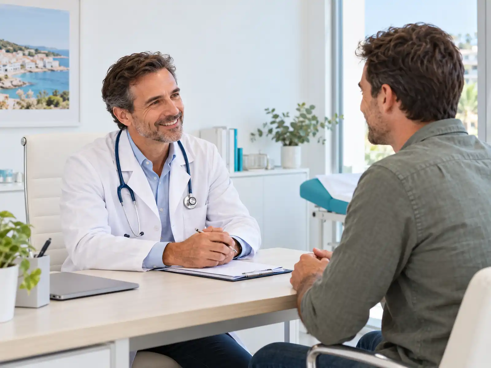 Médico atendiendo en su consulta privada